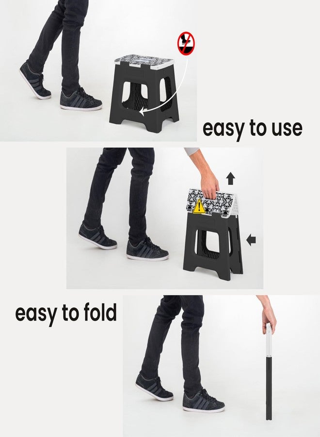 Vigar Compact Step Stool Foldable, 12-1/2-inch Step Stools for Adults up to 330 Pound, Lightweight Stool, Non-Slip Folding Step Stool, Rococco Black - Image 3